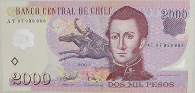 3.fu.Chile, 2 000 Pesos 2007, P.160.b, St.1