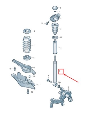 Vw golf vi 5k mk6 задний правый shock абсорбер 1k0513029mg фото №1