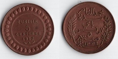 TUNEZJA FRANCUSKA 1917 5 CENTIMES