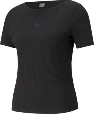 KOSZULKA DAMSKA PUMA HER RIBBED SLIM TEE CZARNA 531917 01 r M