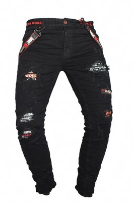 Spodnie męskie jeansy dżinsy czarne darte RTT600 rozmiar 36
