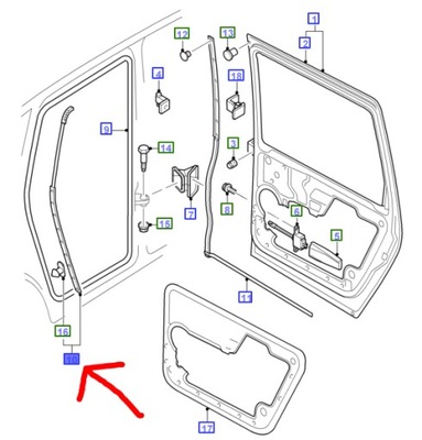Прокладка дверь задняя lh ford galaxy mk1-2 1994-06 фото №1