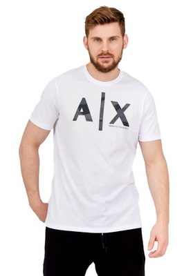 ARMANI EXCHANGE Biały t-shirt z szarym logo r L