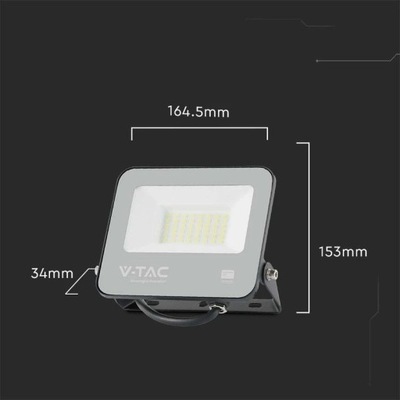 V-TAC PROJEKTORIUS LED V-TAC 30W 185LM/W JUODAS VT-44 