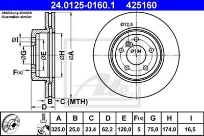 ATE24.0125-0160.1 DISKU HAM.PRZOD BMW X3 E83 03-10 