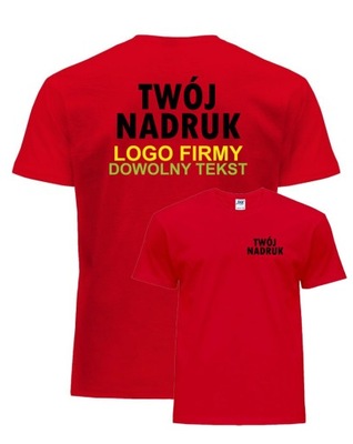 Koszulka FIRMOWA z LOGO czerwona z WŁASNYM TEKSTEM GRAFIKĄ NADRUKIEM r. 3XL
