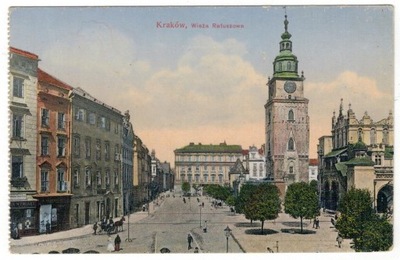 Pocztówka Kraków 1914 Wieża Ratuszowa Feldpost 186