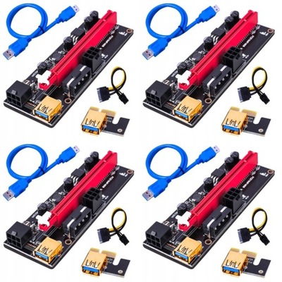 Zestaw 4szt Riser 009S GOLD USB 3.0 PCI-E 1x-16x