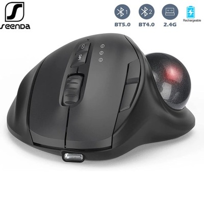 Wireless Trackball Mouse Rechargeable Ergonomic Mouse Easy Thumb Control 3