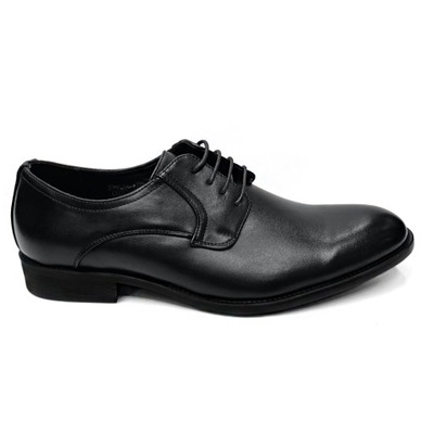 Čierne elegantné pánske topánky k obleku hladká koža stielka 41