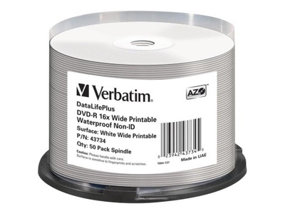 VERBATIM 43734 Verbatim DVD-Rspindle 50 4.7GB 16x do nadruku wide glossy