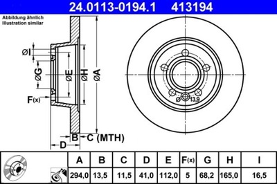 2X DISCO DE FRENADO VW PARTE TRASERA SHARAN/T4 90-10 24.0113-0194.1  