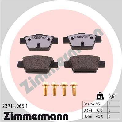 ZIMMERMANN 23714.965.1 КОЛОДКИ ТОРМОЗНЫЕ