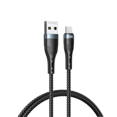 Remax Kabel USB Micro USB 2,4A 1m czarny oplot