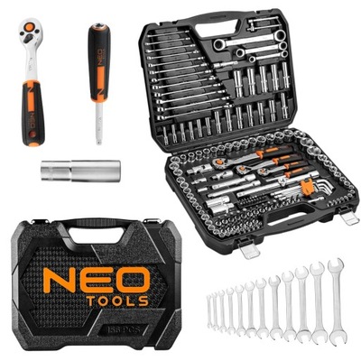 Zestaw narzędzi NEO Tools 156el klucze nasadowe w walizce WYMARZONY PREZENT