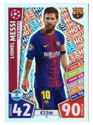 UEFA CHAMPIONS LEAGUE 2017 2018 TOPPS HOT SHOT Messi BARCELONA 35