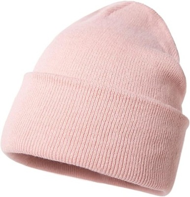 Czapka Zimowa Damska Beanie Dzianinowa Ciepła Różowy