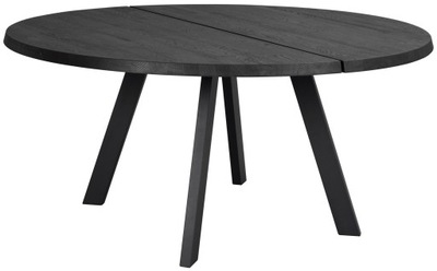 Stół czarny drewniany blat jesion czarne metalowe