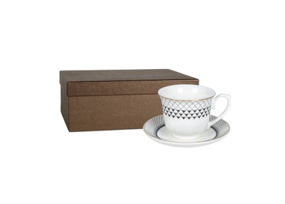 FILIŻANKI ZESTAW FILIŻANEK PORCELANOWYCH Z SPODKAMI 250ml 2+2 ELEGANCKI -T