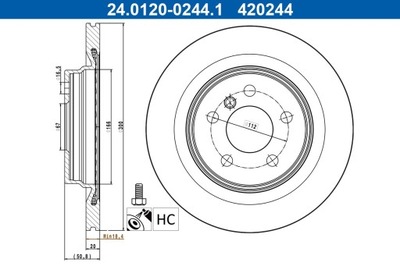 2X DISCO DE FRENADO BMW PARTE TRASERA 1/2/X1/X2 1,5-2,0 14- 24.0120-0244.1  