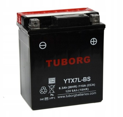 AKUMULIATORIUS TUBORG YTX7L-BS AGM 12V 6.3AH 110A GALINGAS QUAD ATV ROMET HORNET 