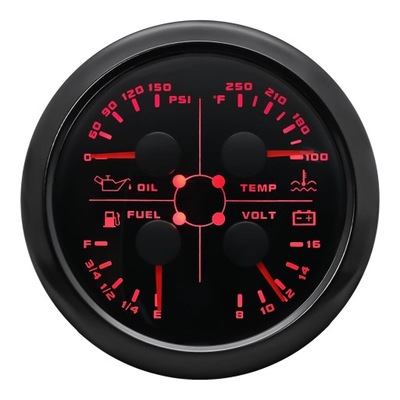 85MM WATER TEMPERATURA OIL PRESSURE FUEL LEVEL VOLTAGE GAUGE 4 IN 1 M~74154  