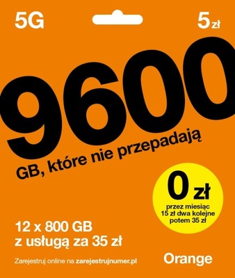 Starter Orange Karta SIM Card FREE 5PLN 6GB