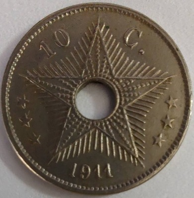 1590c - Kongo Belgijskie 10 centymów, 1911