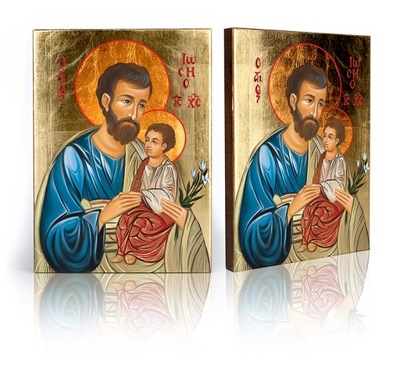 Ikona Święty Józef z Dzieciątkiem Jezus - F - 29 cm x 39 cm
