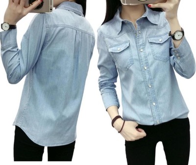Dámska košeľa dlhý rukáv bez vzoru modrá 5003 veľkosť 3XL