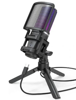 Zealsound Gaming Microphone PC, mikrofon pojemnościowy USB RGB