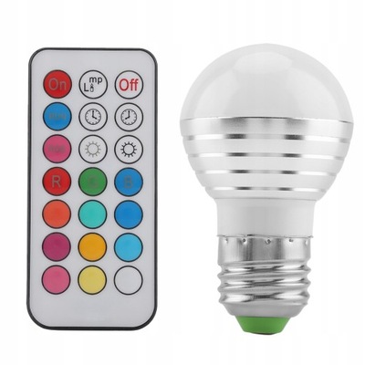 ŻARÓWKA LED E27 3W RGBW 16 KOLORÓW PILOT