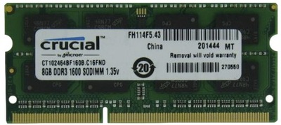 PAMIĘĆ RAM CRUCIAL 8GB PC3L-12800S SODIMM