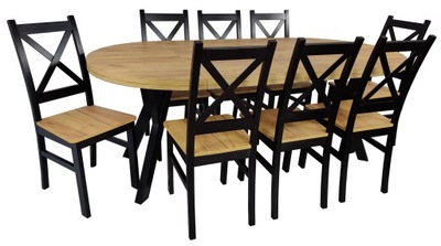 Stół rozkładany okrągły Ø100/200 Craft 8 Krzeseł