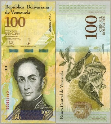 Wenezuela 100000 Bolivares 2017 P-100b UNC