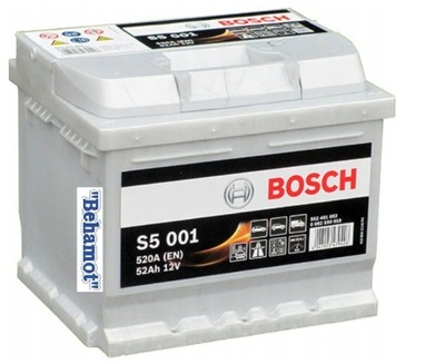 АКУМУЛЯТОР BOSCH 12V 52AH/520A S5001