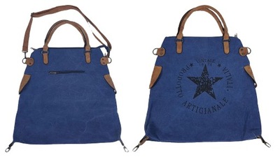 TOREBKA GWIAZDA VINTAGE SHOPPER BAG TORBA XL NIEBI