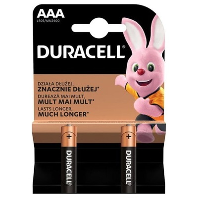 Bateria alkaliczna, AAA, 1.5V, Duracell, blistr, 2