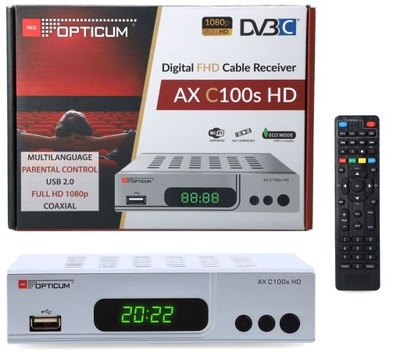 Dekoder DVB-C Cyfrowy do Kablówki HD MPEG4 Opticum Telewizji Kablowej Tuner