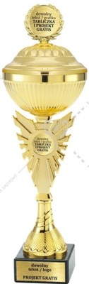 złoty Puchar z Emblematem i Przykrywką 39 cm +GRAWERKI GRATIS