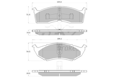 TOMEX BRAKES TRINKELĖS STABDŽIŲ CHRYSLER 300M 98-04 PRIEK. 