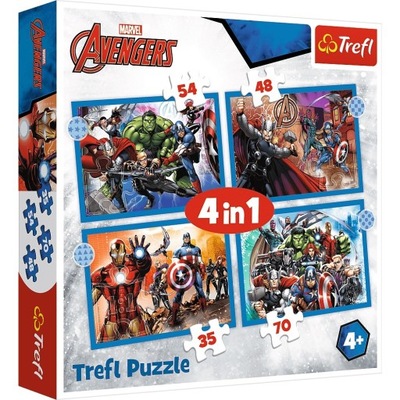 TREFL ZESTAW PUZZLE 4W1 MARVEL ODWAŻNI AVENGERSI