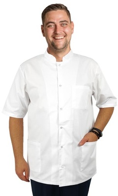 Bluza medyczna męska ze stójką biały fartuch r.62