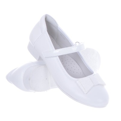Buty komunijne dla dziewczynki baleriny białe 32