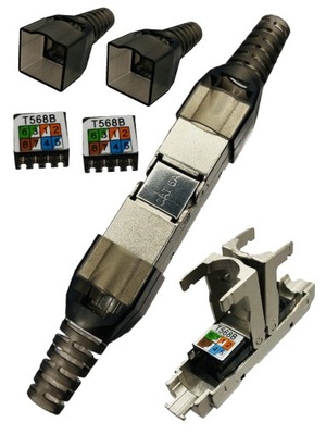 Łącznik skrętki kabla sieciowego LAN kat.6A FTP ekranowany beznarzędziowy