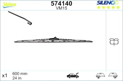 VALEO ЛИСТ ДВОРНИКИ PRZEGUBOWE ПЕРЕД 1 ШТУКА. VM15 SILENCIO 600MM