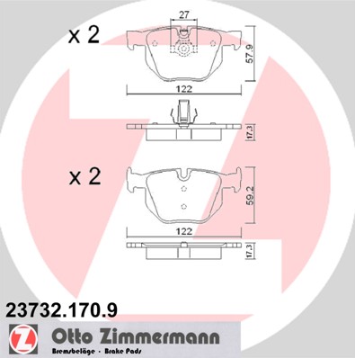 КОЛОДКИ ЗАД ZIMMERMANN OE LINE BMW 5 E60 E61 | 6 E63 E64 23732.170.9