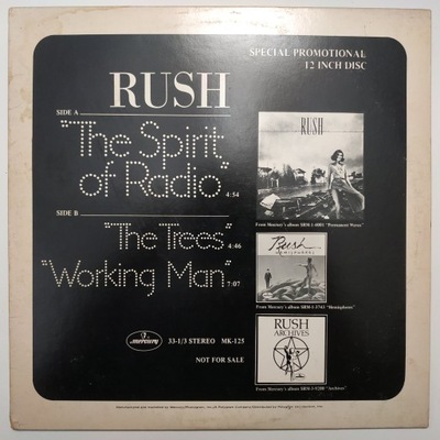 Rush The Spirit Of Radio EX SUPER PROMO RARE OIS
