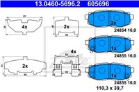 ATE ZAPATAS DE FRENADO PARTE TRASERA SUBARU FORESTER 13-  