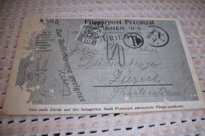 Przemyśl Poczta lotnicza Fliegerpost 1915 Karta pocztowa